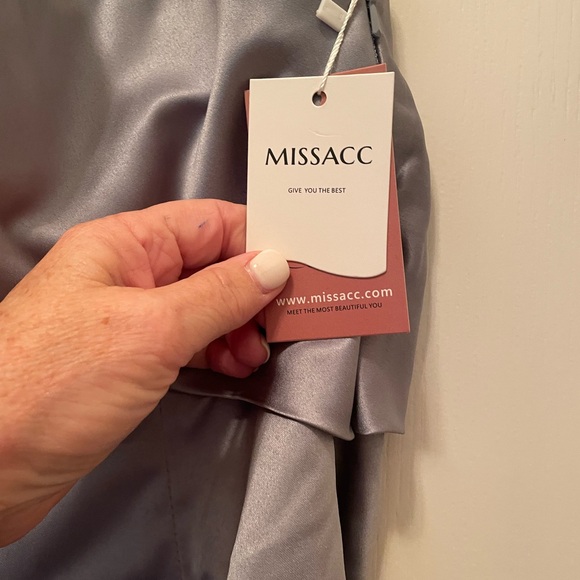 Dusty Blue Mother of the Bride/Groom dress.   One shoulder.  Full length. - Picture 5 of 9